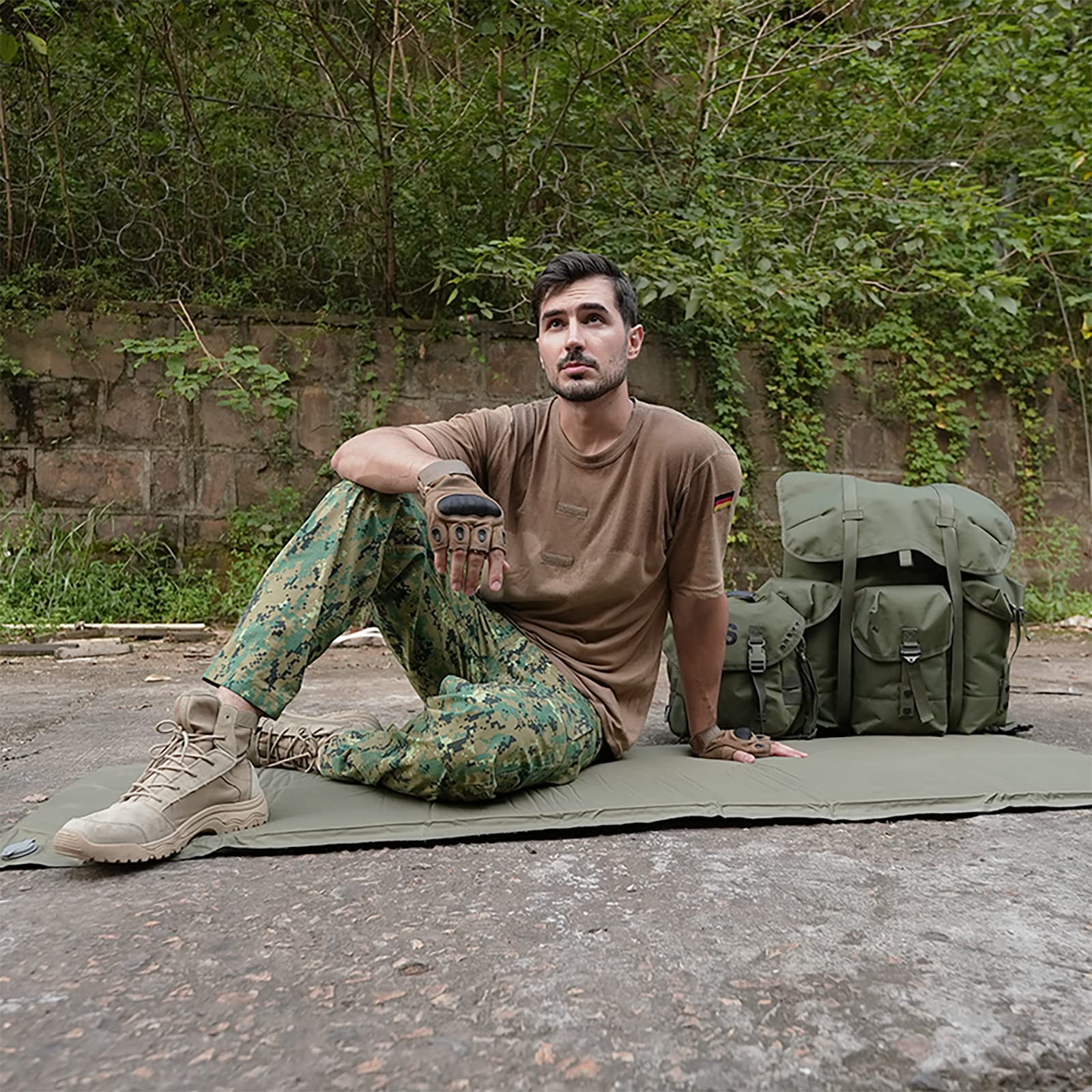 Akmax MT camp mat packed size stored in a small pouch emphasizes portability.