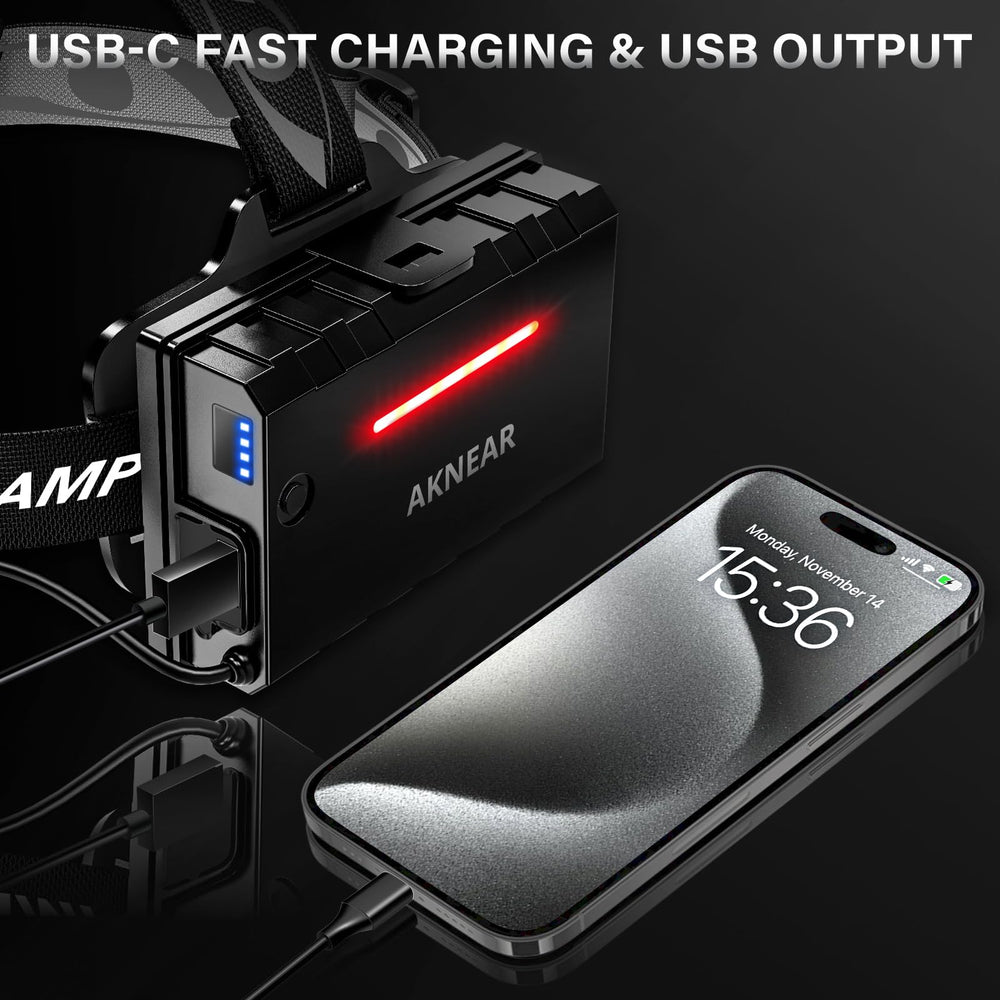AKNEAR headlamp 10500mAh capacity enables extended outdoor use