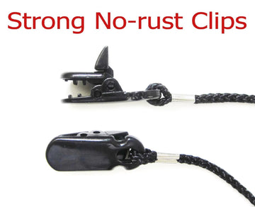 AKOAK clip and cord system offers sturdy grip.