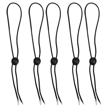 AKOAK 5-pack black hat chin cords – elastic removable windproof strap