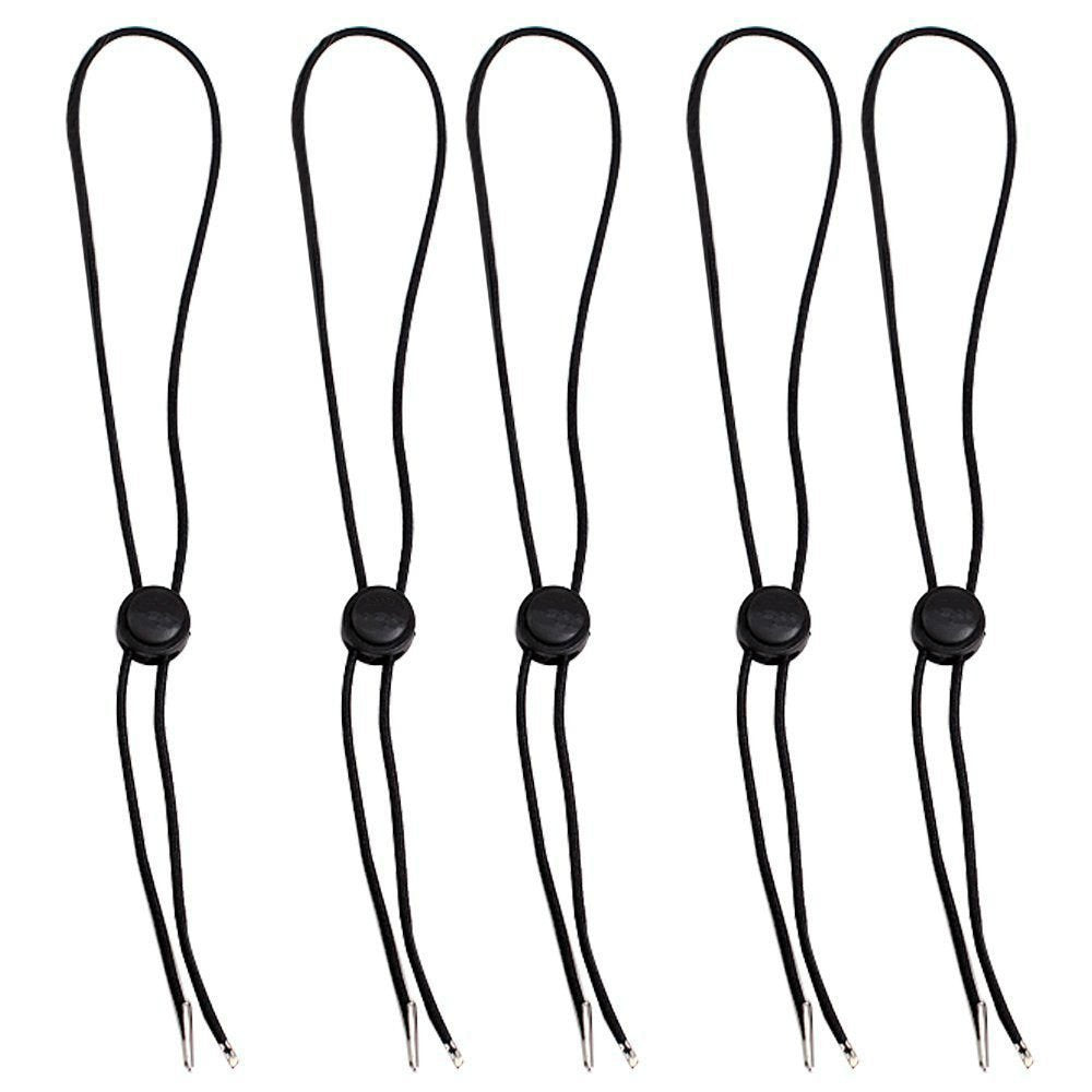 AKOAK 5-pack black hat chin cords – elastic removable windproof strap