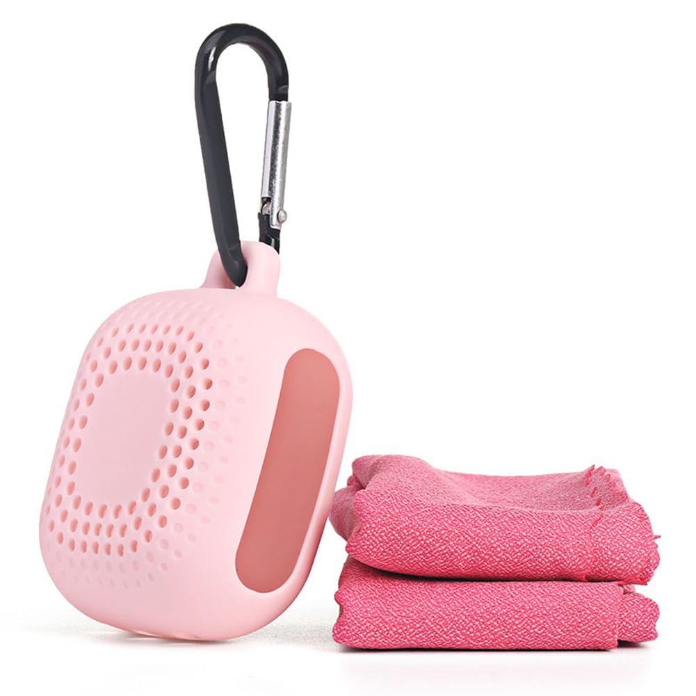 AKOAK pink silicone shell quick-dry towel 40cm for travel and workouts