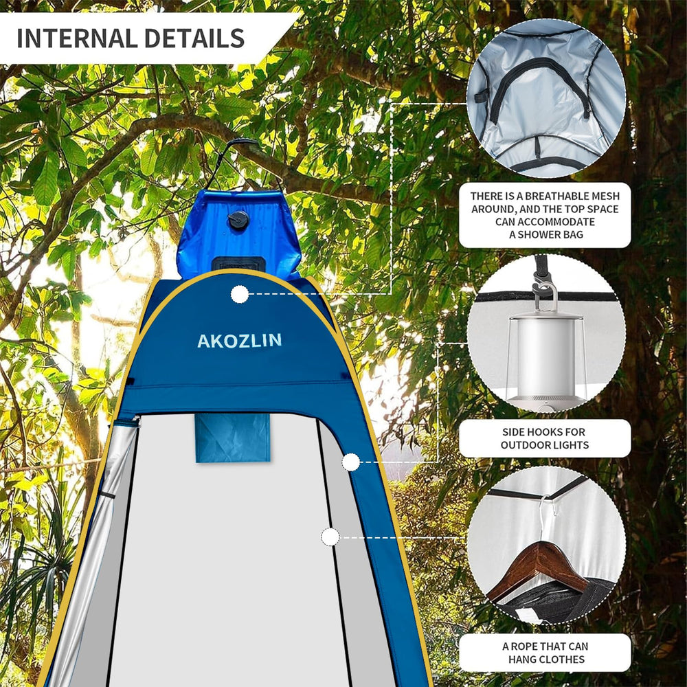 AKOZLIN inside-pocket-and-hooks demonstrates organized storage for towels and gear.