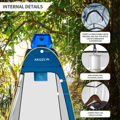 AKOZLIN inside-pocket-and-hooks demonstrates organized storage for towels and gear.