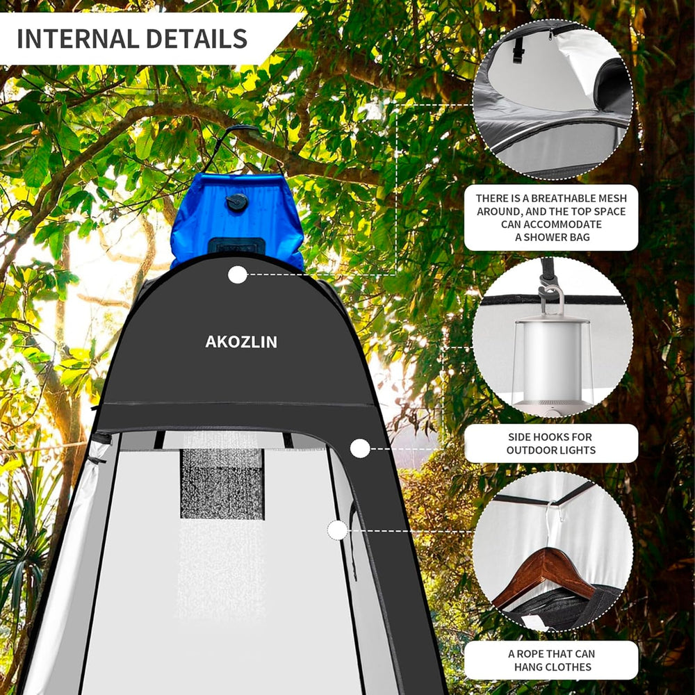 AKOZLIN lantern hook and shower hooks enable hands-free gear management
