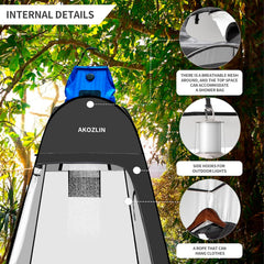 AKOZLIN lantern hook and shower hooks enable hands-free gear management