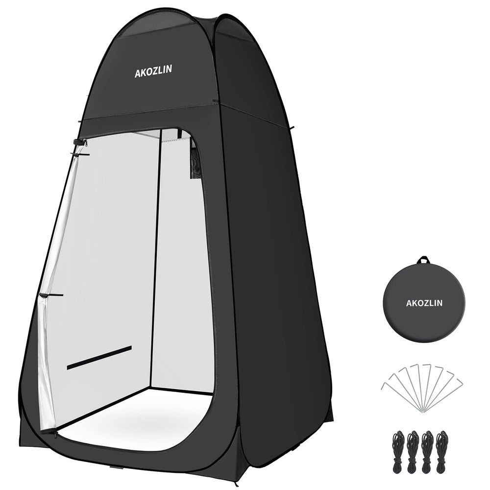 AKOZLIN portable pop-up shower tent front view for quick privacy outdoors.