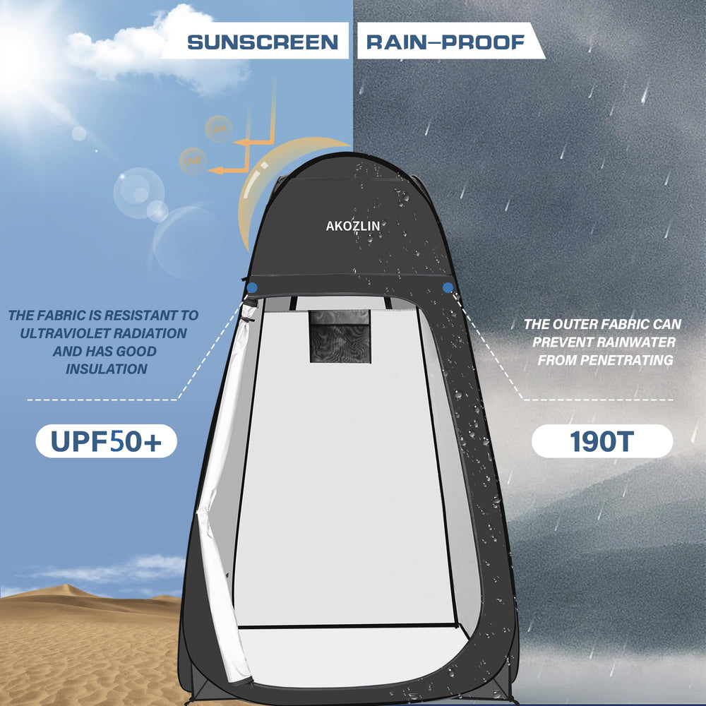AKOZLIN portable pop-up shower tent inside pocket keeps items organized.