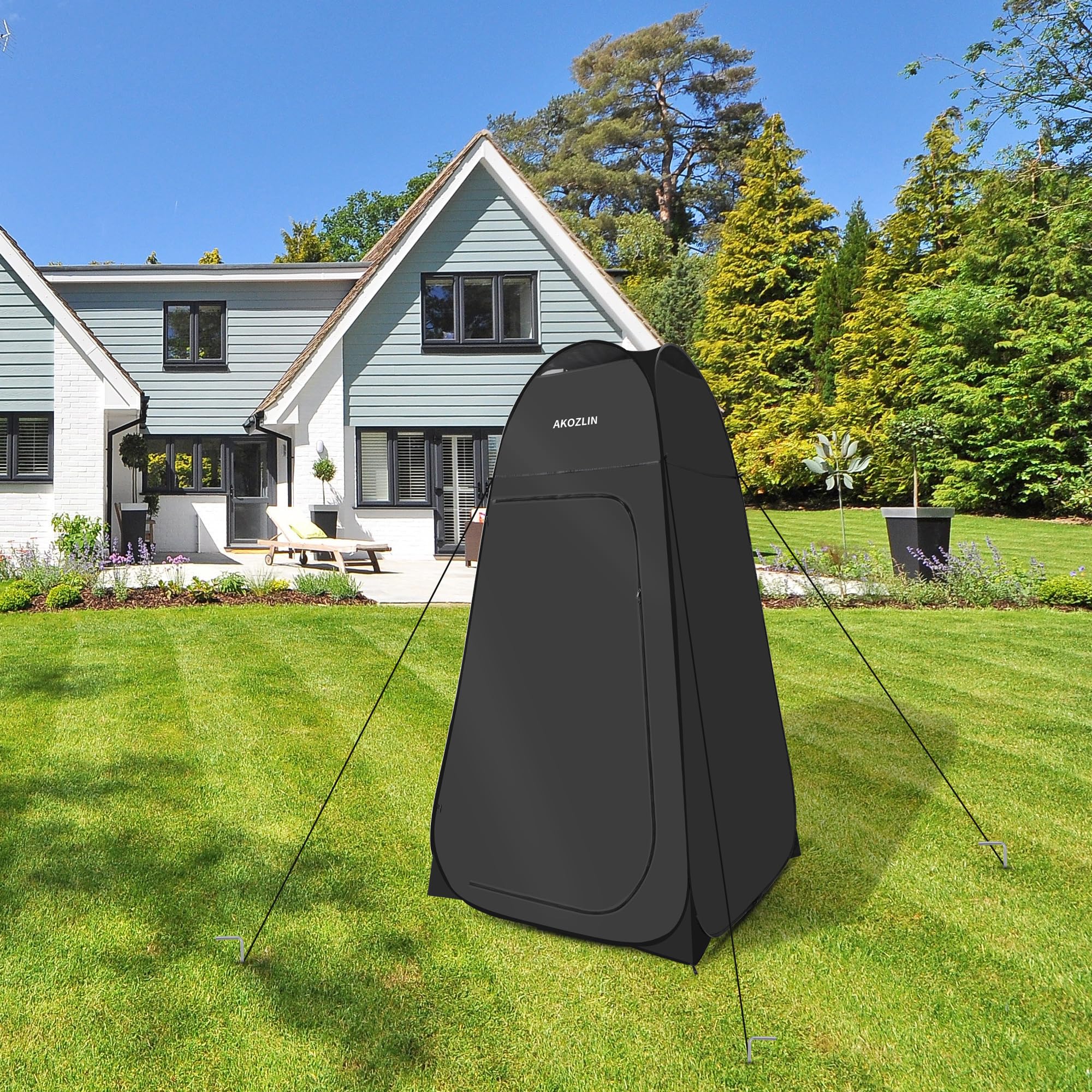 AKOZLIN portable pop-up shower tent tear-resistant fabric for durable outdoor use.