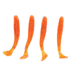 Akozon fishing soft lures in orange with T-tail design for lifelike underwater motion that attracts bites.