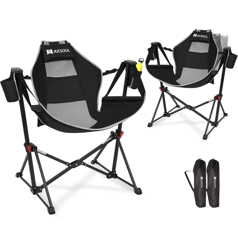 AKSOUL hammock chair frame shows durable aluminum alloy and stability.