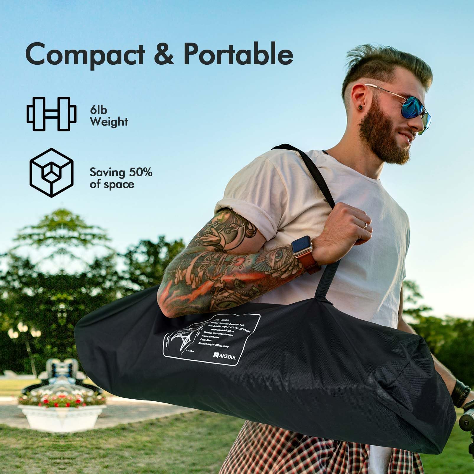 AKSOUL hammock chair dimensions offer ample space and back support.