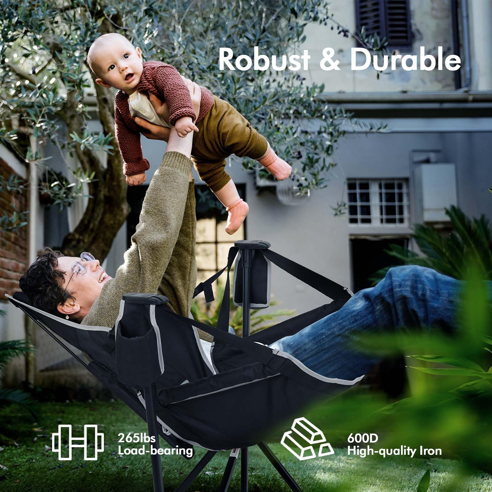 AKSOUL hammock chair foldable design for easy transport.