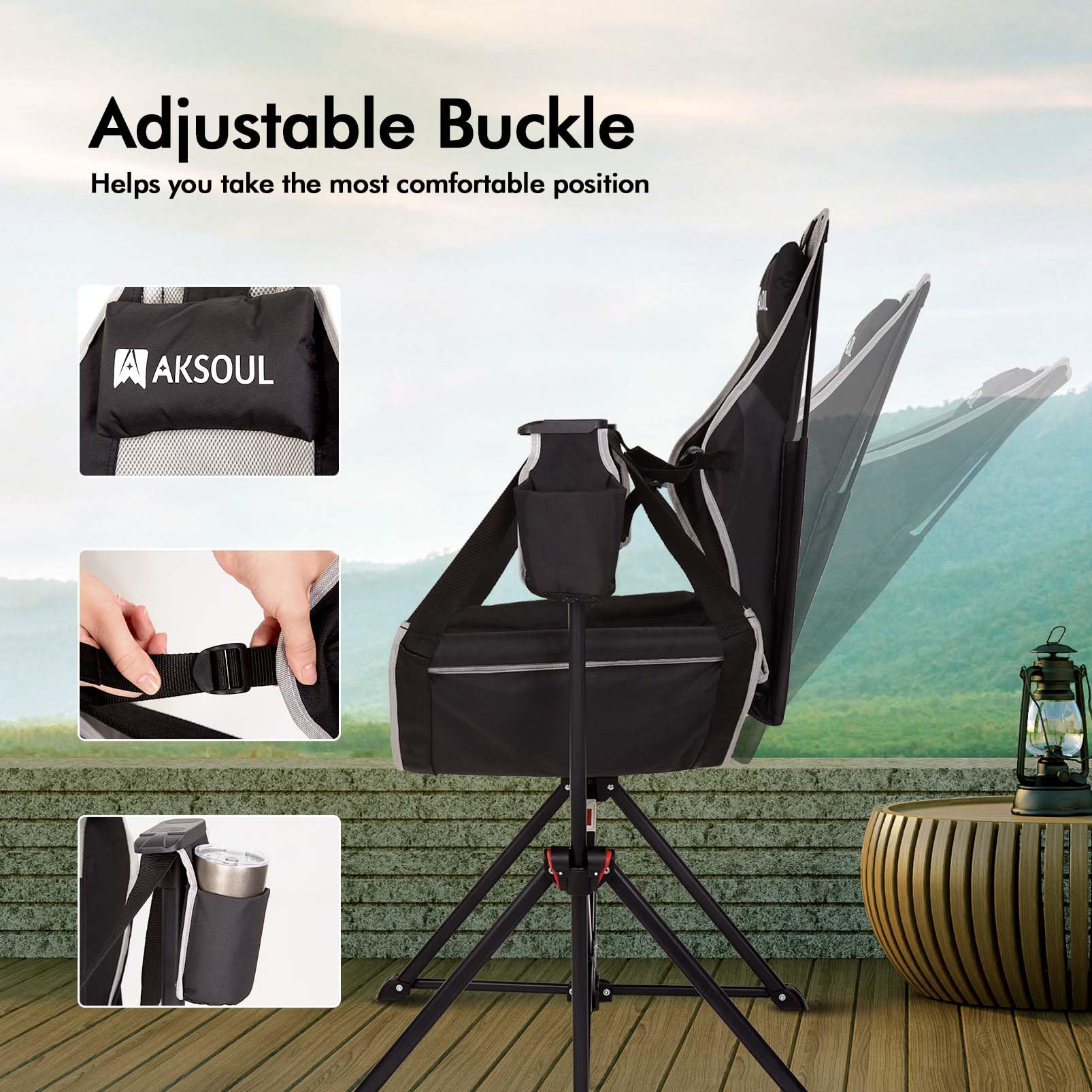 AKSOUL hammock chair shoulder strap adjustability tailors recline.
