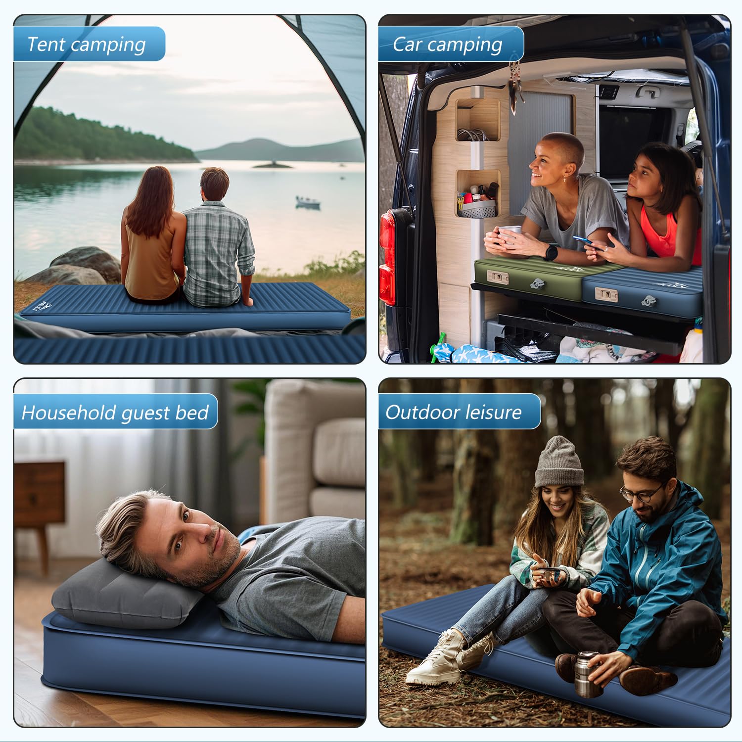 AKUDY navy blue camping pad complements gear while delivering reliable warmth.