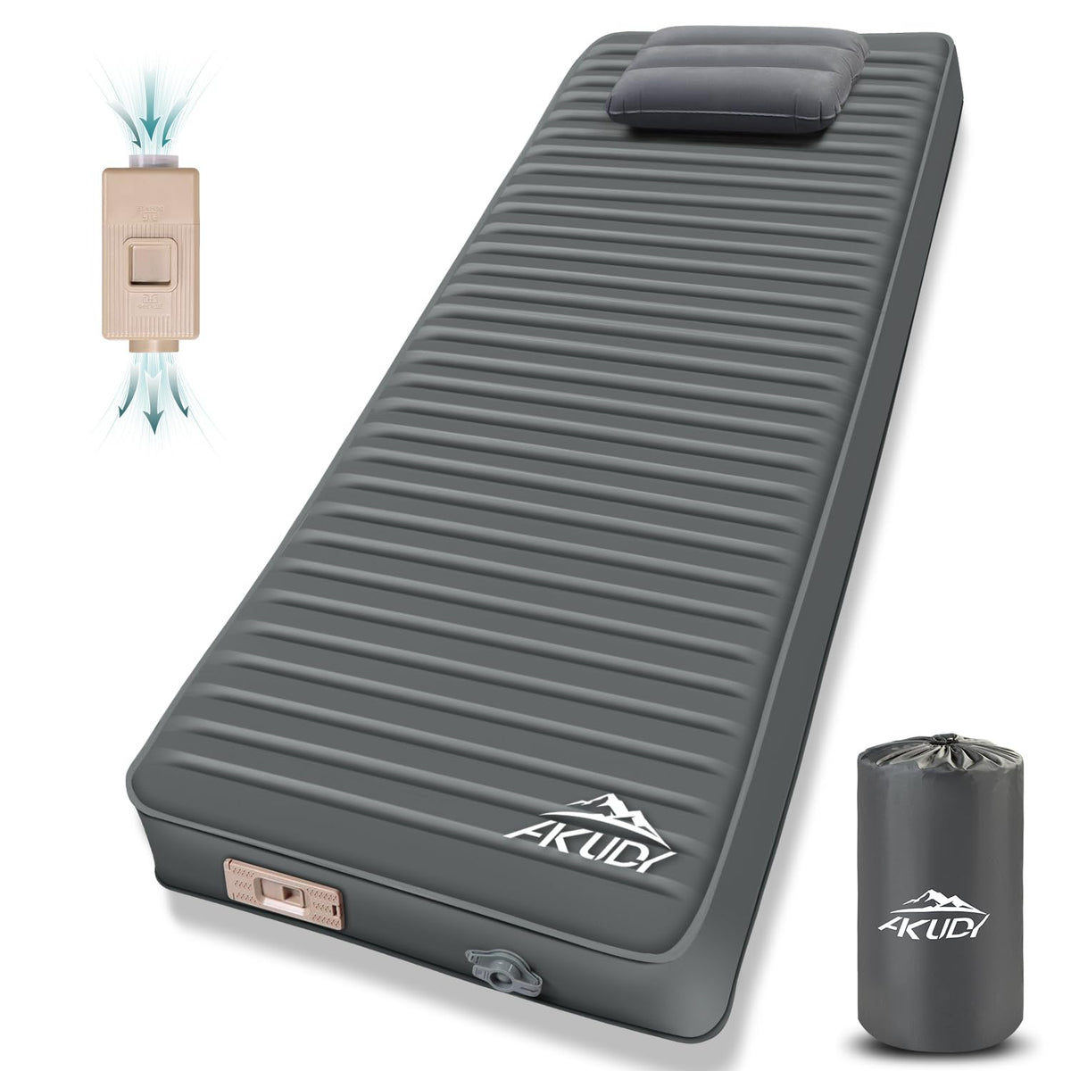 AKUDY self-inflating sleeping pad with electric pump offers quick, effortless setup for camping