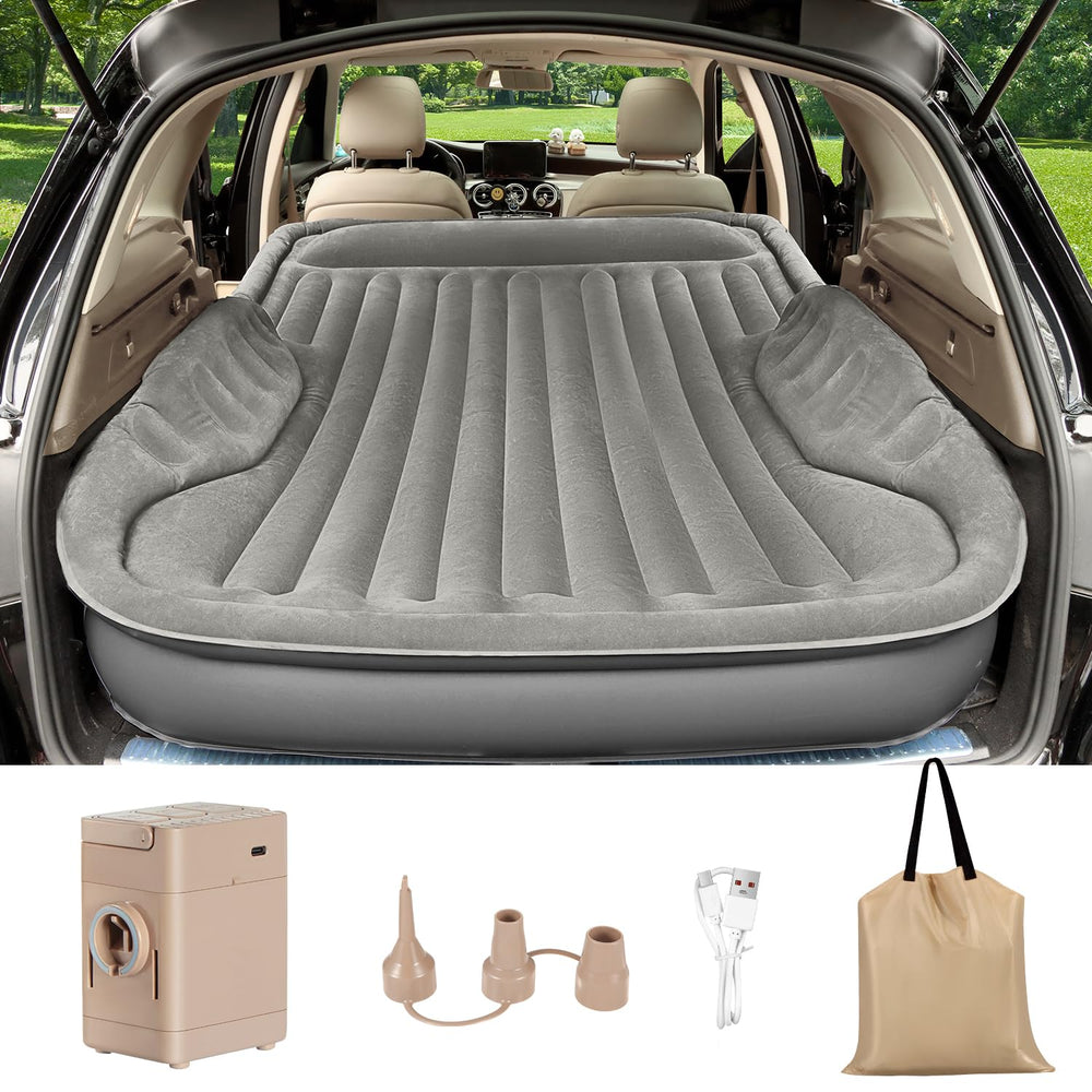 AKUDY self-inflating SUV air mattress pump close-up for camping.