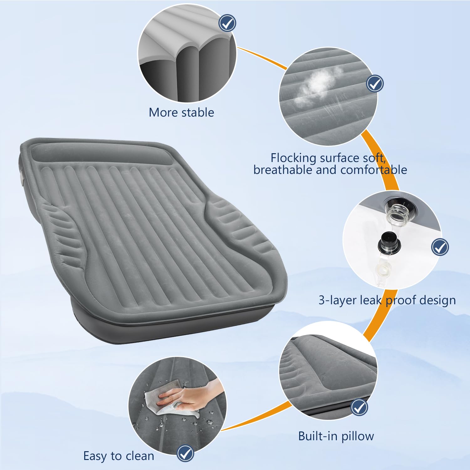AKUDY SUV air mattress wings fit around wheel arches.