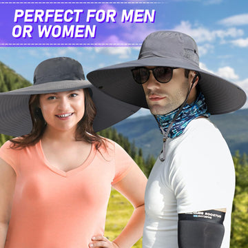 Sun hat brim snapped down for a classic sun hat look