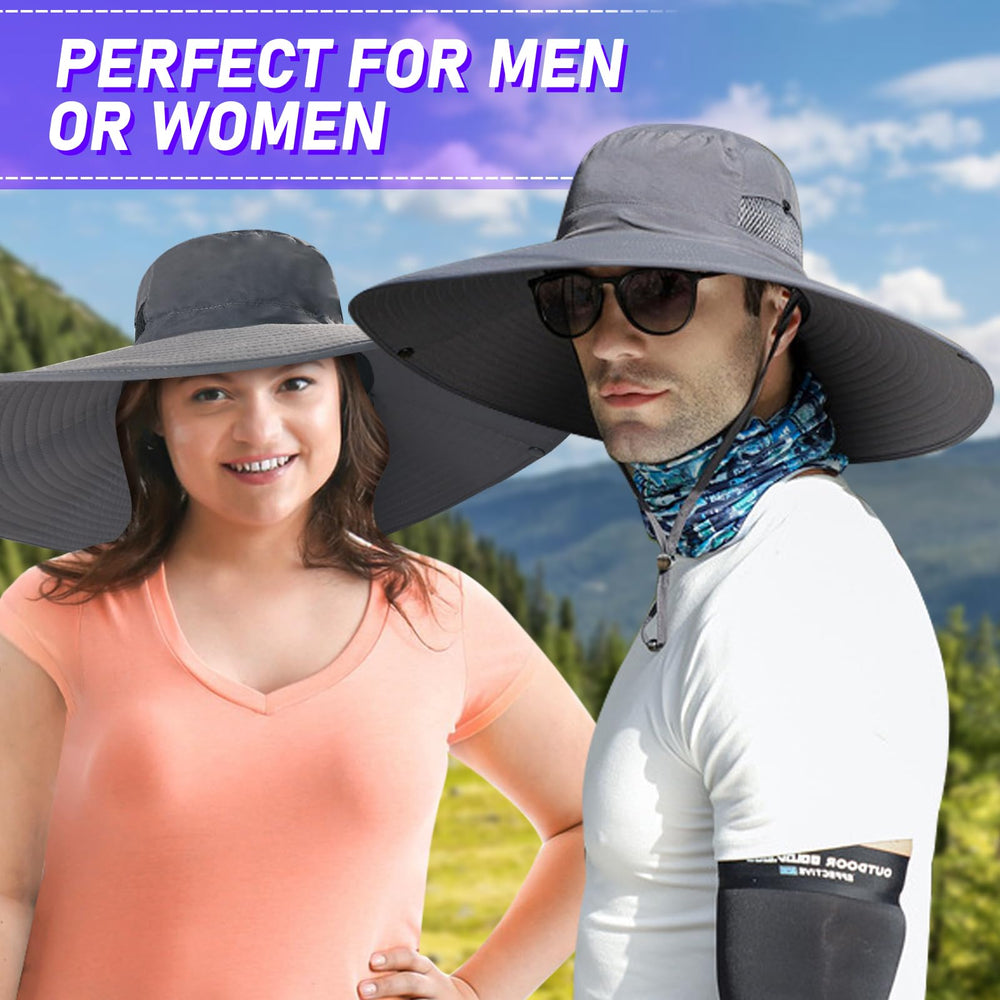 Sun hat brim snapped down for a classic sun hat look