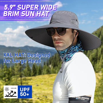 Close-up of 5.9-inch wide brim on ALANGDUO sun hat