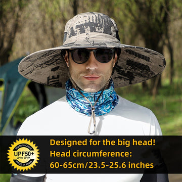 Adjustable rope on XXL sun hat for secure fit