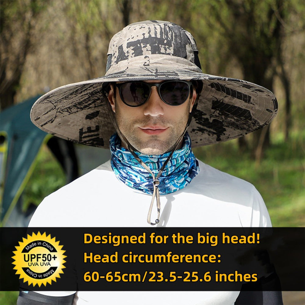 Adjustable rope on XXL sun hat for secure fit