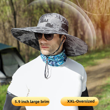 Model wearing the hat in safari/outdoor setting