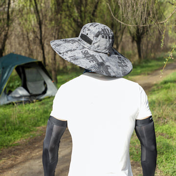 Hat laid out to show size and material details