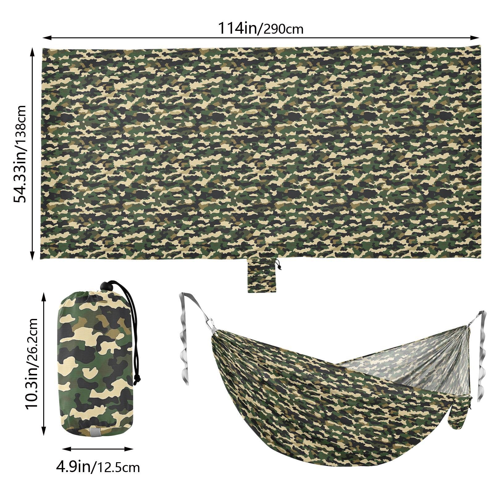 ALAZA Army Camo Hammock folded compact storage bag shows portability.