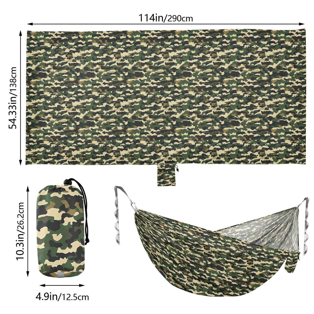 ALAZA Army Camo Hammock folded compact storage bag shows portability.