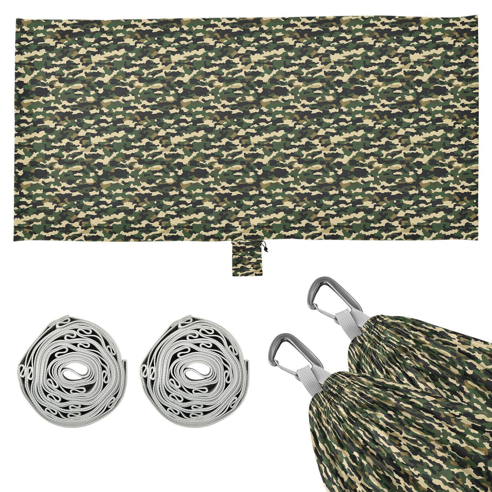 ALAZA Army Camo Hammock straps and carabiners highlight adjustable suspension.