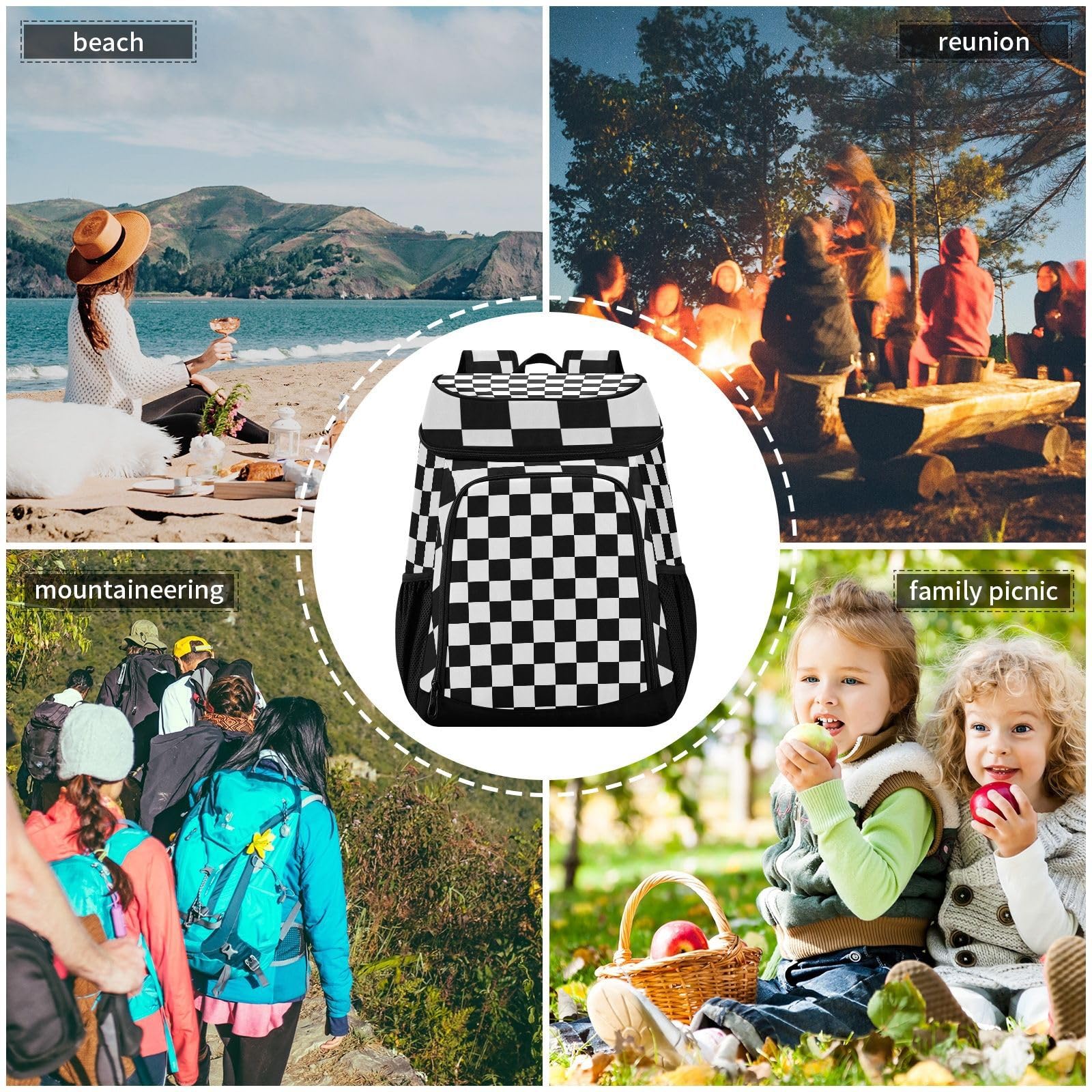 ALAZA cooler backpack ready for beach, picnic, or camping adventures.