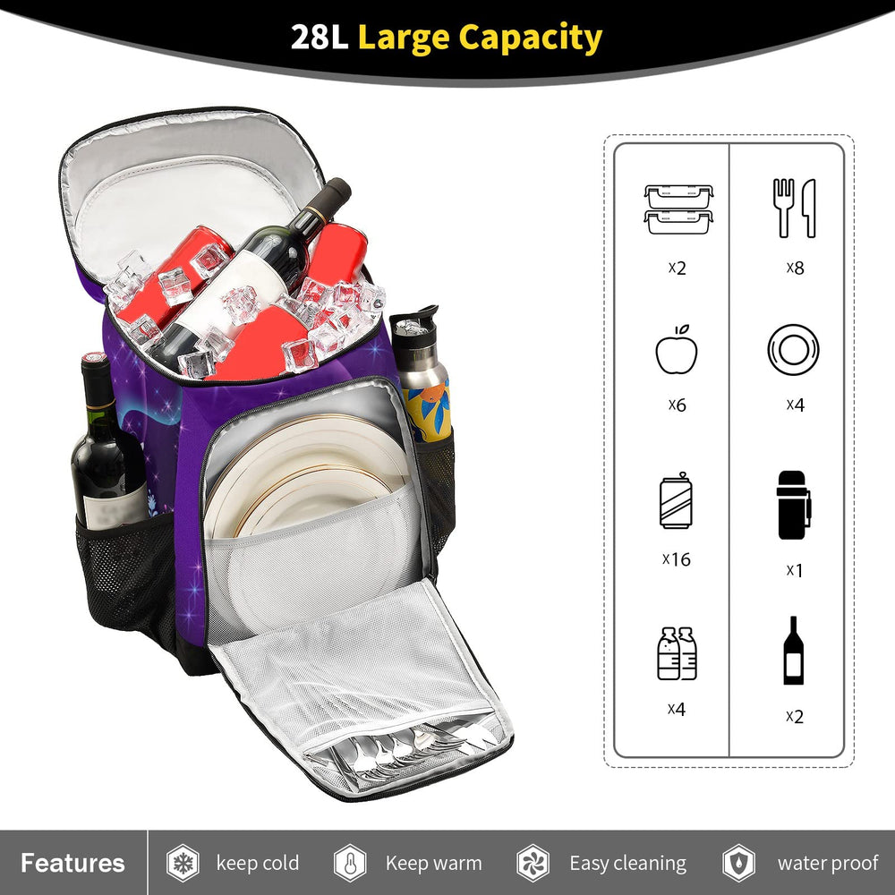 Alaza butterfly purple cooler backpack padded back strap enhances comfort.