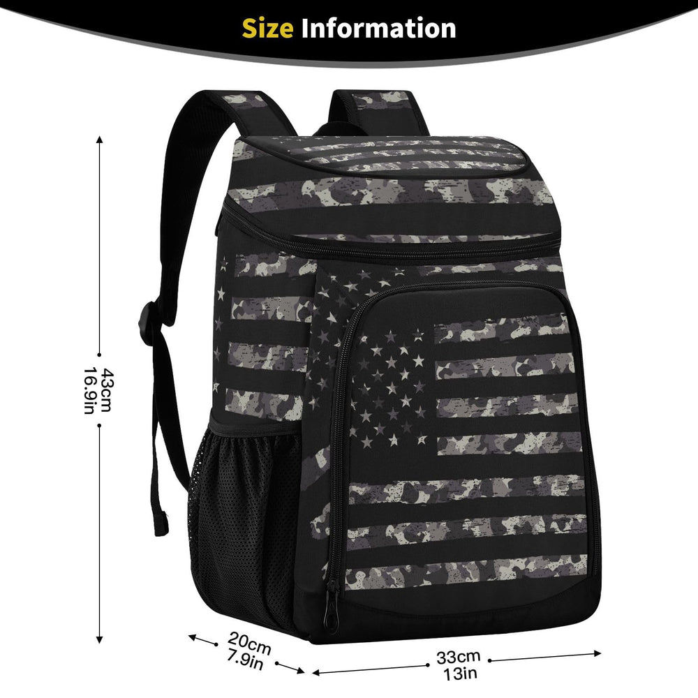ALAZA camouflage cooler backpack side pocket suitable for bottles or umbrellas.