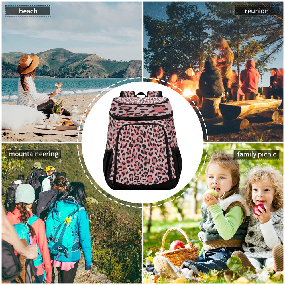 ALAZA Leopard Pink Cooler Backpack at the beach keeps beverages cool in sun