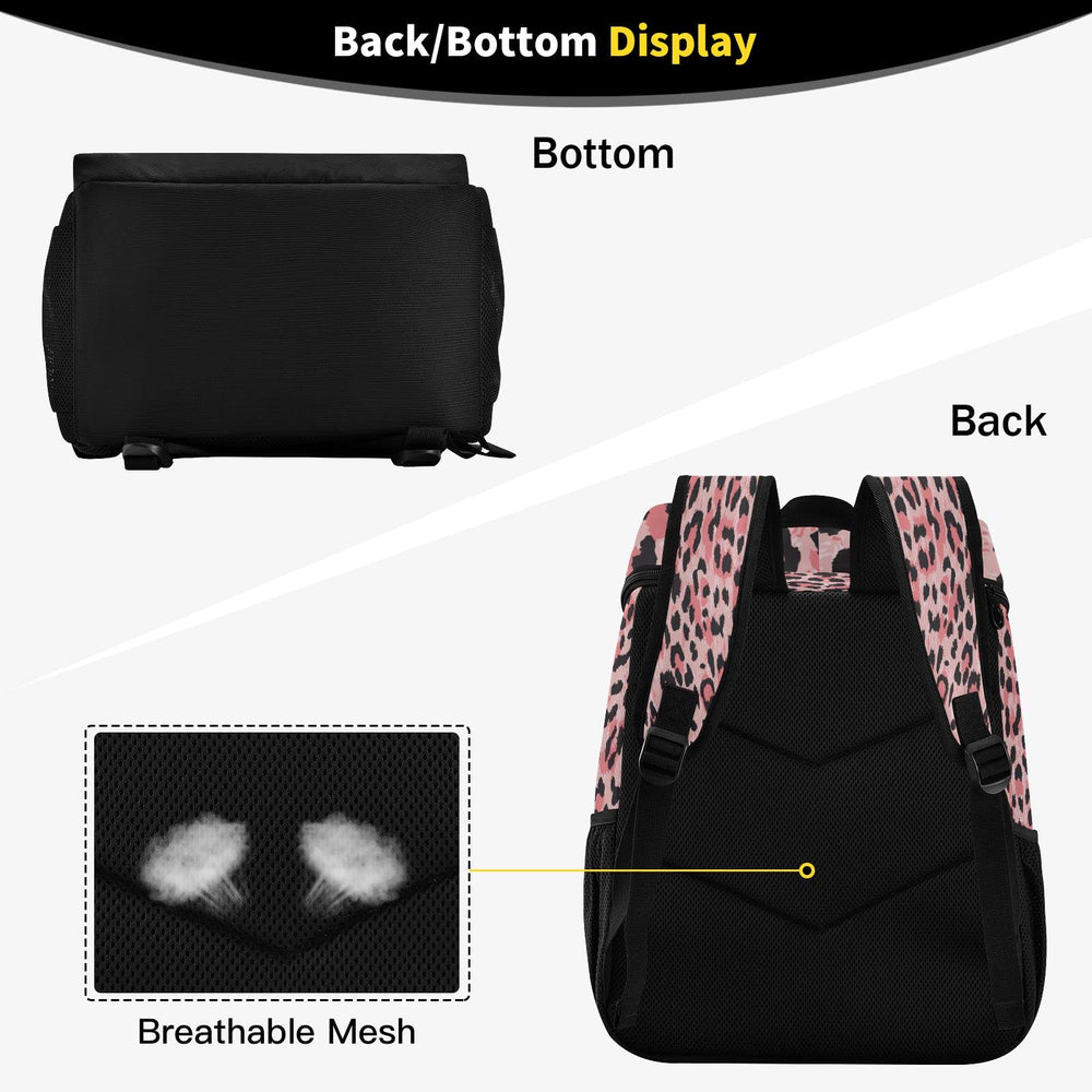 ALAZA Leopard Pink Cooler Backpack lid pocket keeps small items organized