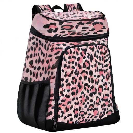 ALAZA Leopard Pink Cooler Backpack packing setup for travel and day trips