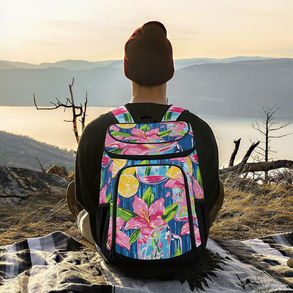 ALAZA Lily Pulitzer Mason Jar Cooler Backpack front pocket stores snacks for quick access