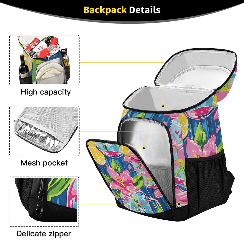 ALAZA Lily Pulitzer Mason Jar Cooler Backpack side pockets hold bottles and small accessories