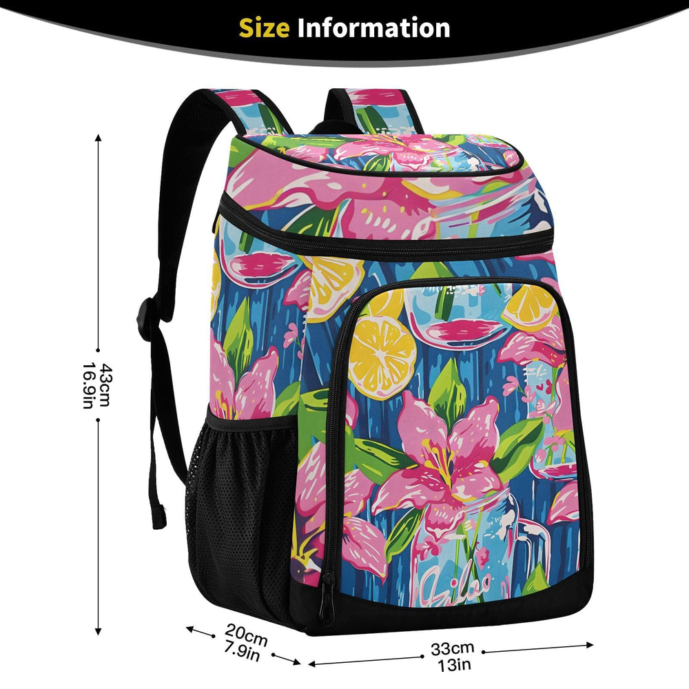 ALAZA Lily Pulitzer Mason Jar Cooler Backpack top opening helps organize items on arrival