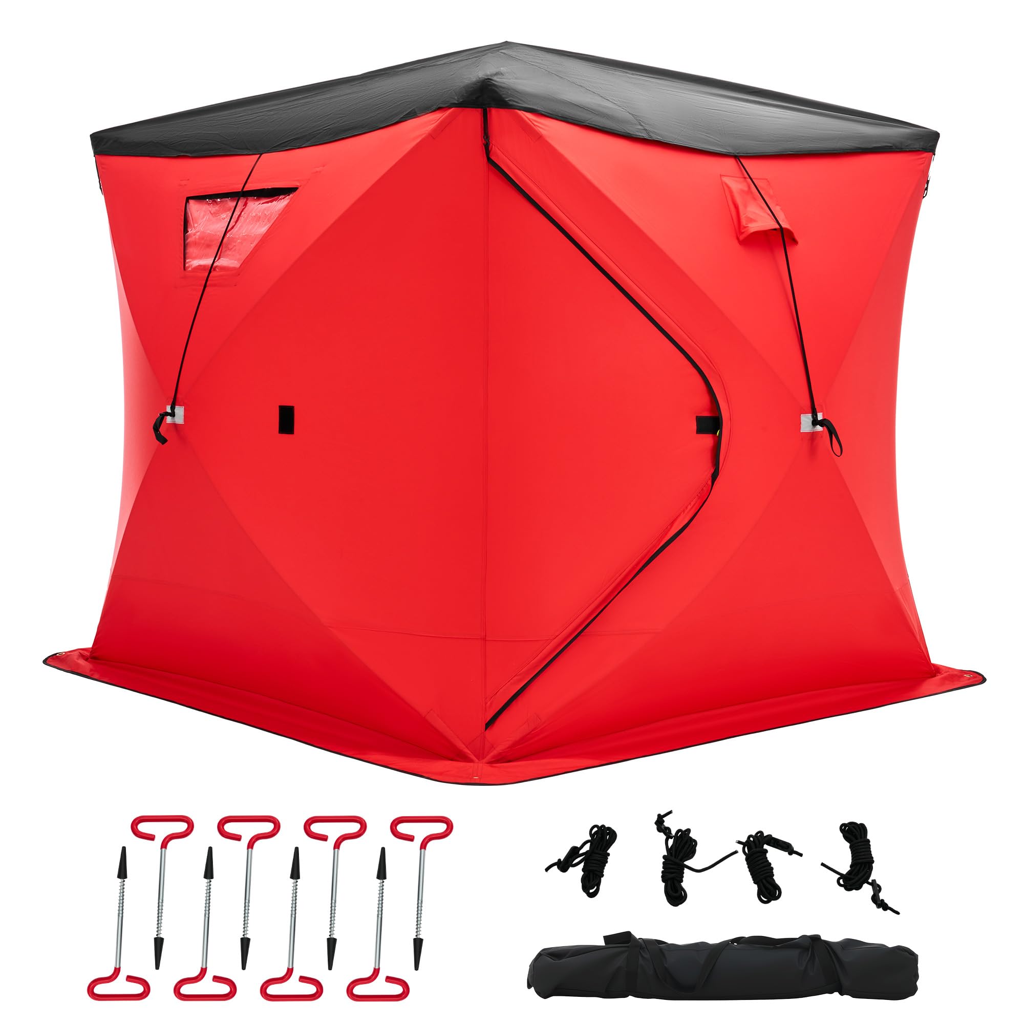 Albott insulated pop-up ice fishing tent setup demonstrates fast assembly for on-ice shelter.