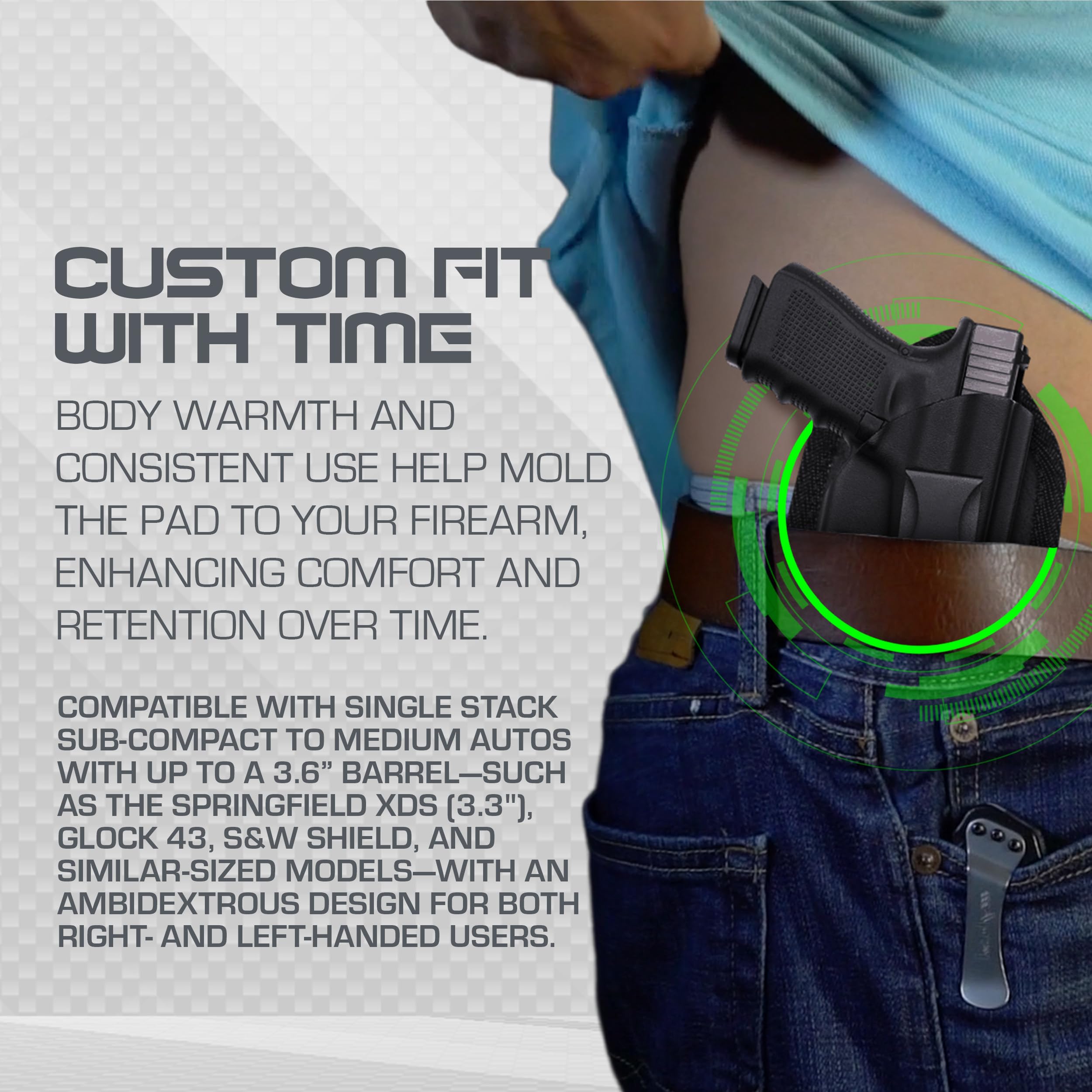 Packaging and components: Comfort Pads with holster padding