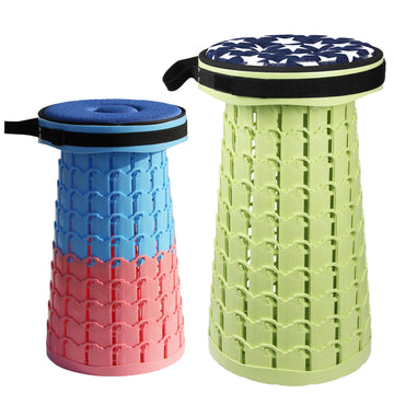 ALEVMOOM collapsible stool folded for easy transport and storage.