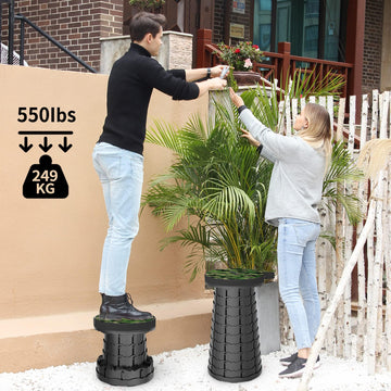 ALEVMOOM cushioned folding stool open provides comfortable outdoor seating.