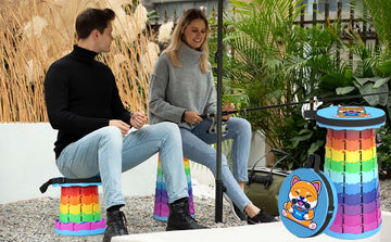 ALEVMOOM folding stool in outdoor use supports camping and fishing sessions.