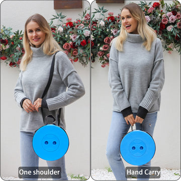 ALEVMOOM adjustable strap image shows hands-free carrying for backpackers