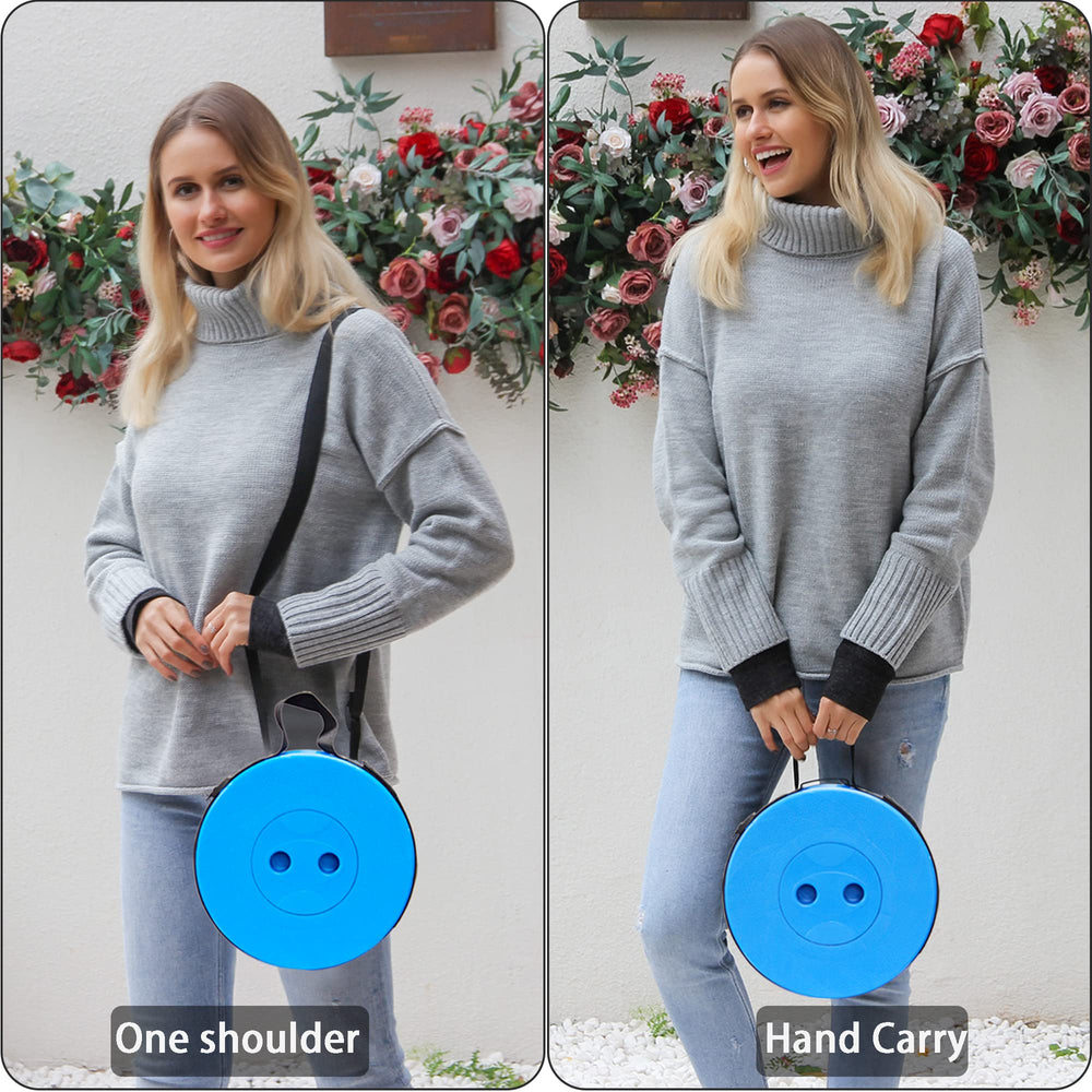 ALEVMOOM adjustable strap image shows hands-free carrying for backpackers