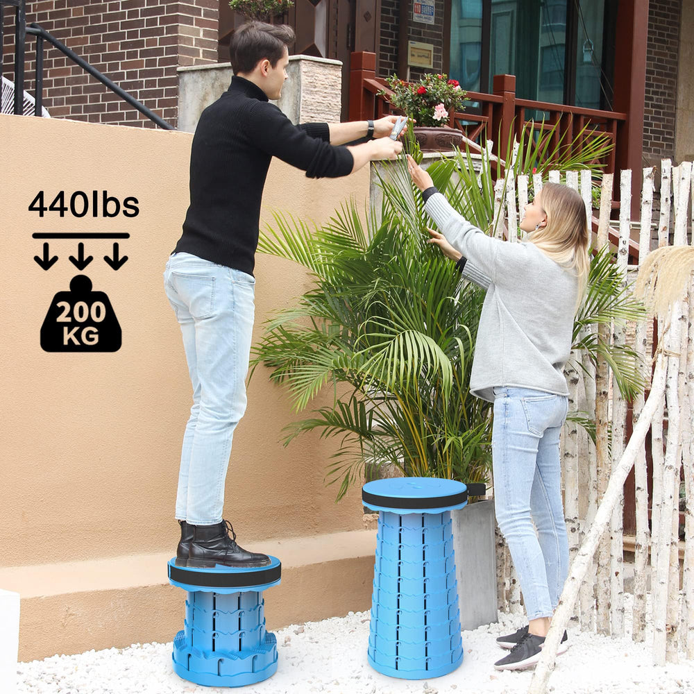 ALEVMOOM stool extended height demonstrates adjustable support for hiking needs