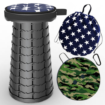 ALEVMOOM telescoping stool closed for compact storage and easy transport.